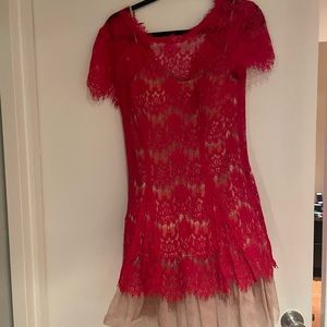 Red AQUA lace dress with tulle